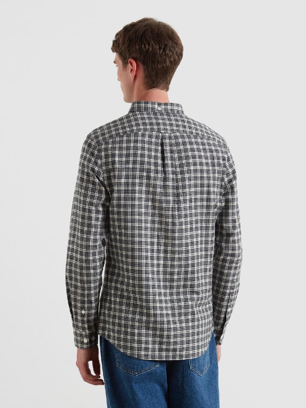 Farah Milners Check Shirt In Charcoal Marl