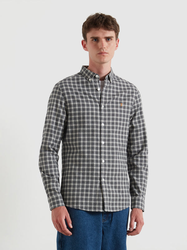 farah Milners Check Shirt In Charcoal Marl