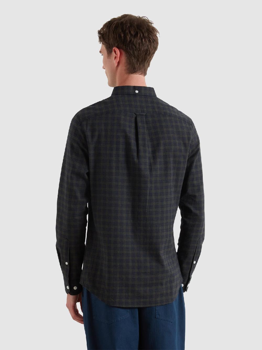 Farah Milners Check Shirt In True Navy Marl