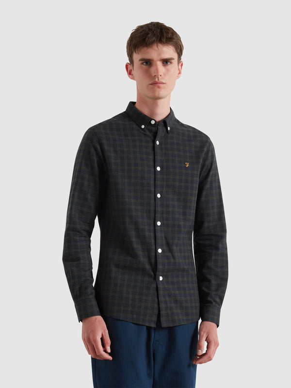 farah Milners Check Shirt In True Navy Marl