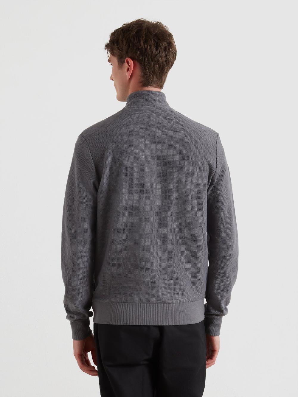 Farah Seaton Zip Through Sweatshirt In Grey Shade
