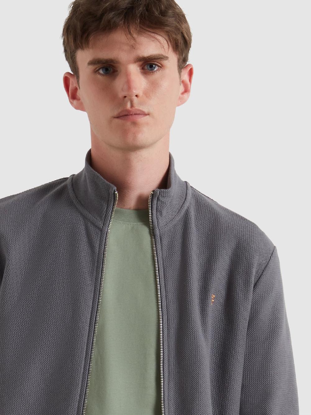 Farah Seaton Zip Through Sweatshirt In Grey Shade