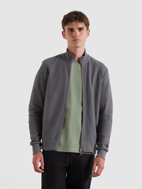 farah Seaton Zip Through Sweatshirt In Grey Shade