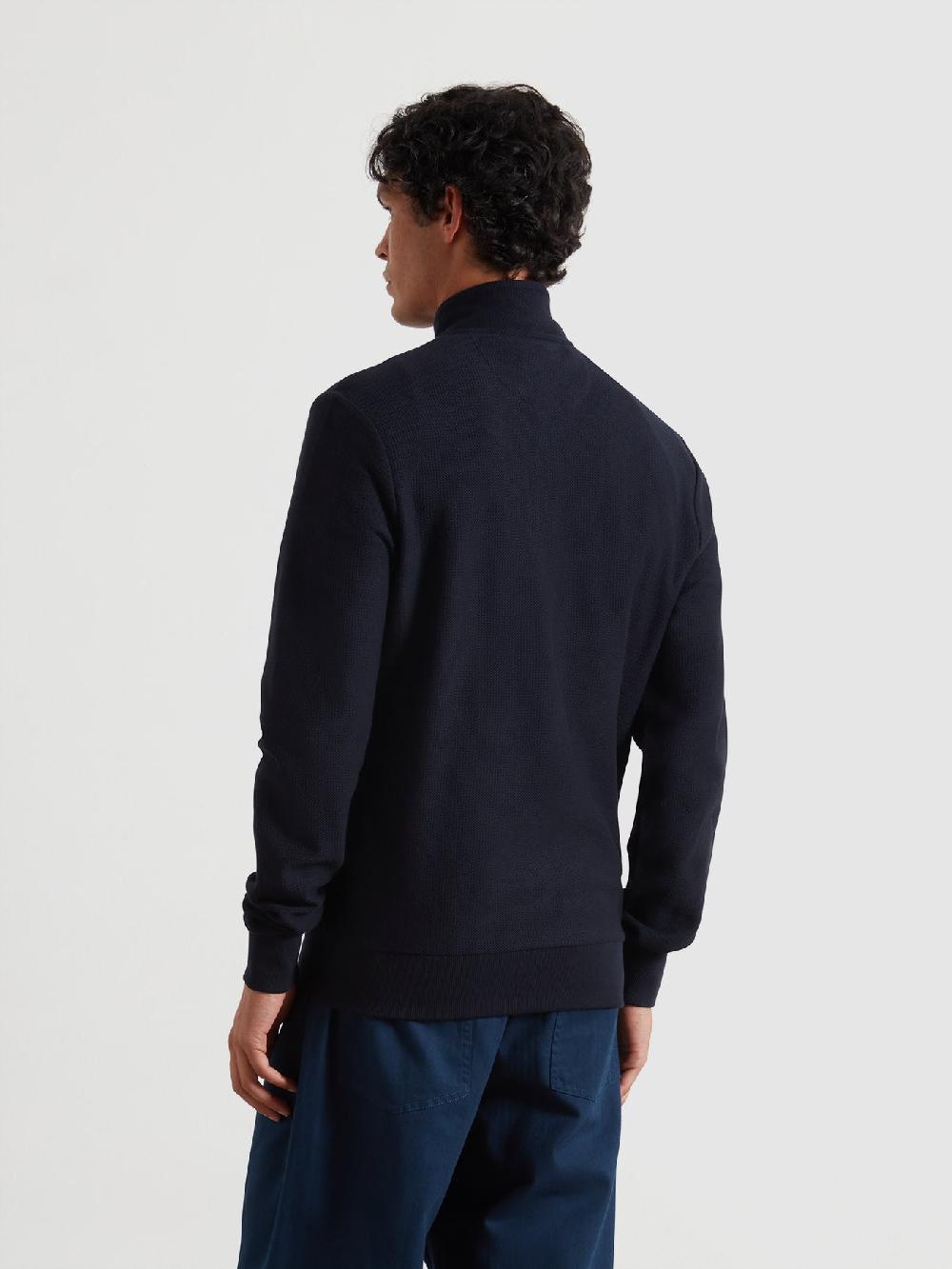 Farah Seaton Zip Through Sweatshirt In True Navy