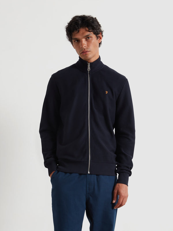farah Seaton Zip Through Sweatshirt In True Navy