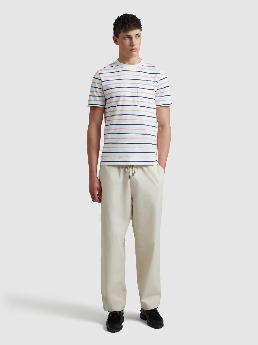 Farah Stacy Striped Pocket T-Shirt In Ecru