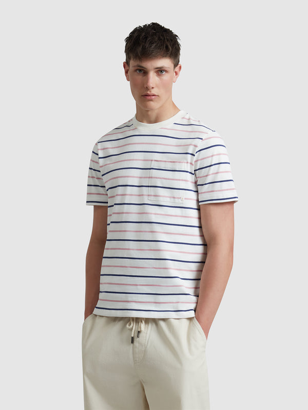 farah Stacy Striped Pocket T-Shirt In Ecru
