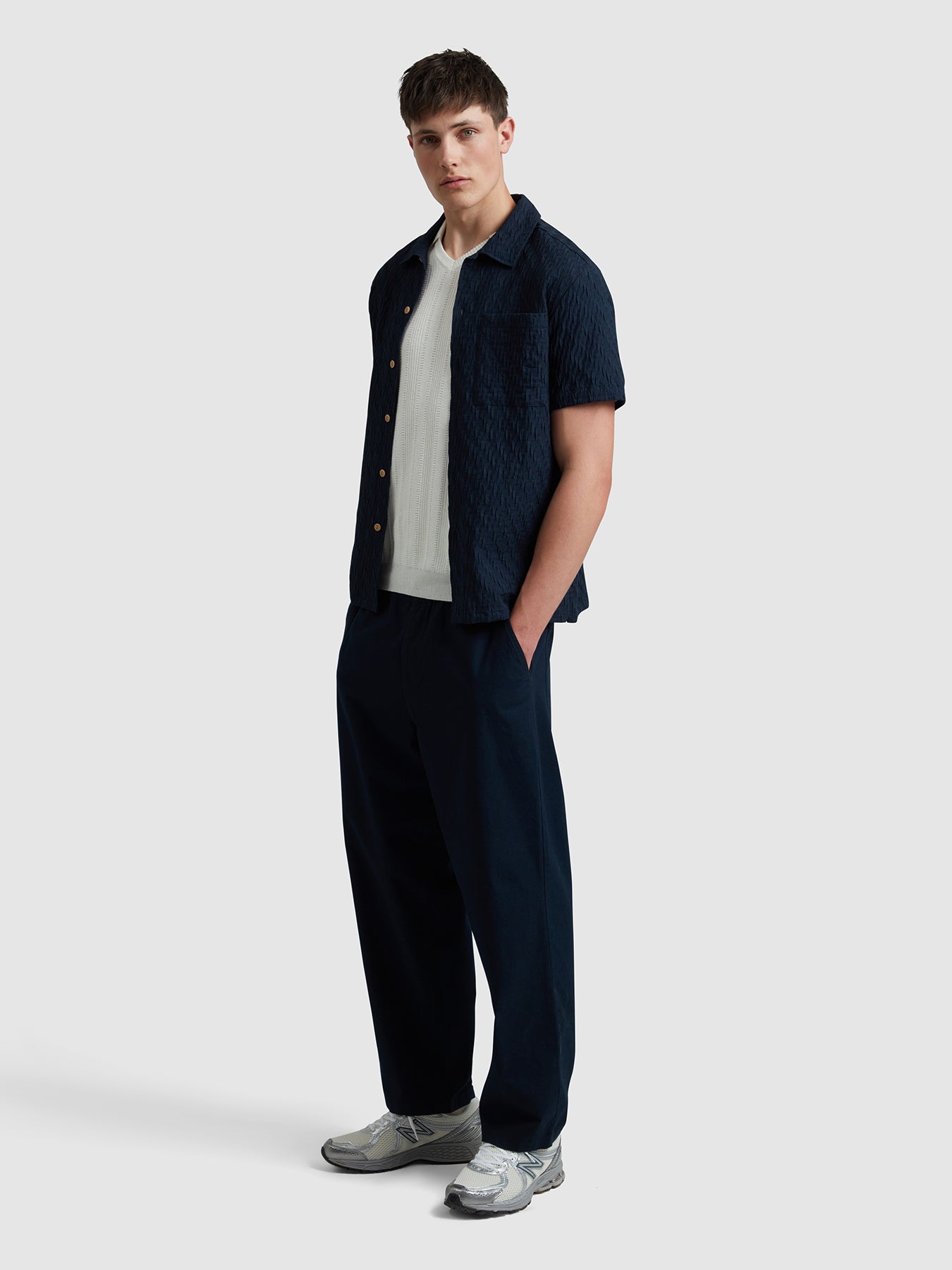 Farah Woodford Knitted Polo Shirt In Ecru