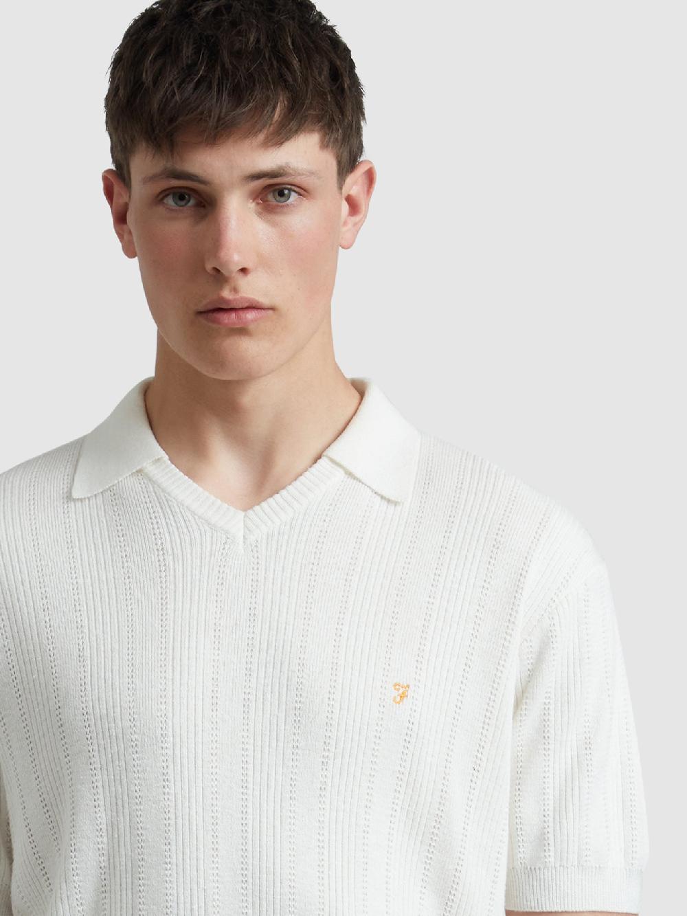 Farah Woodford Knitted Polo Shirt In Ecru
