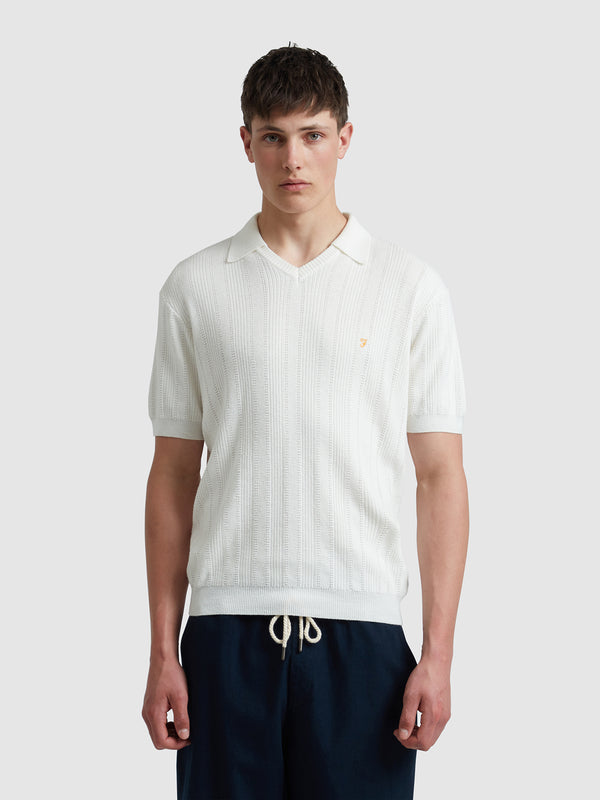 farah Woodford Knitted Polo Shirt In Ecru