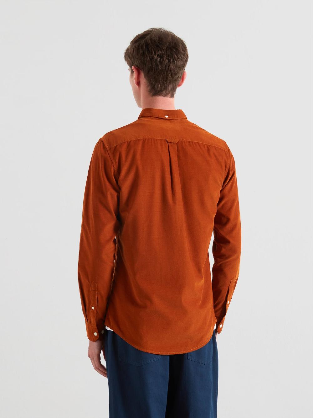 Farah Fontella Slim Fit Corduroy Shirt In Burnt Ochre