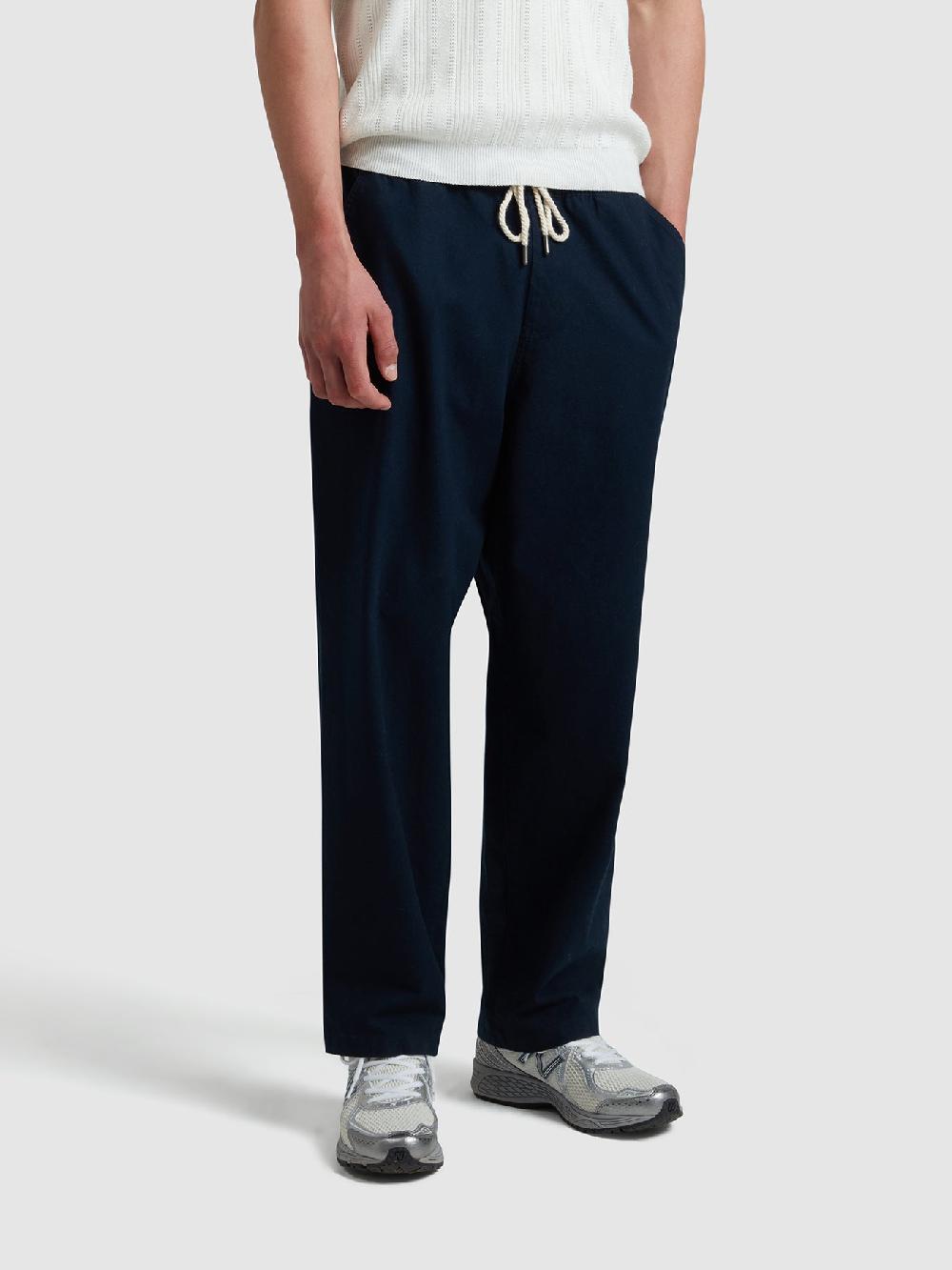 Farah Greenport Loose Fit Canvas Trousers In True Navy