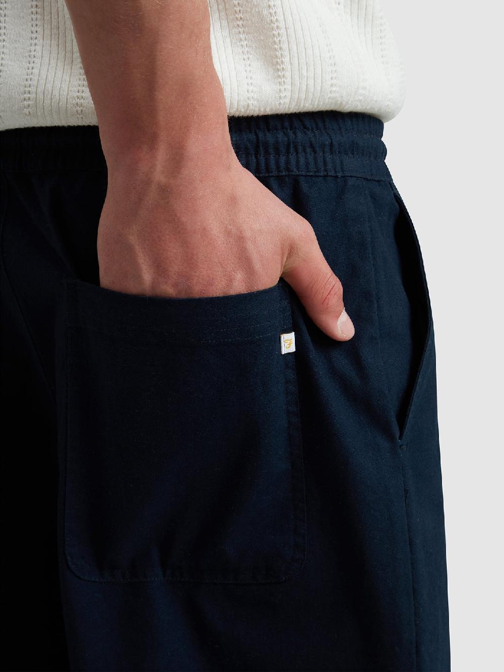 Farah Greenport Loose Fit Canvas Trousers In True Navy