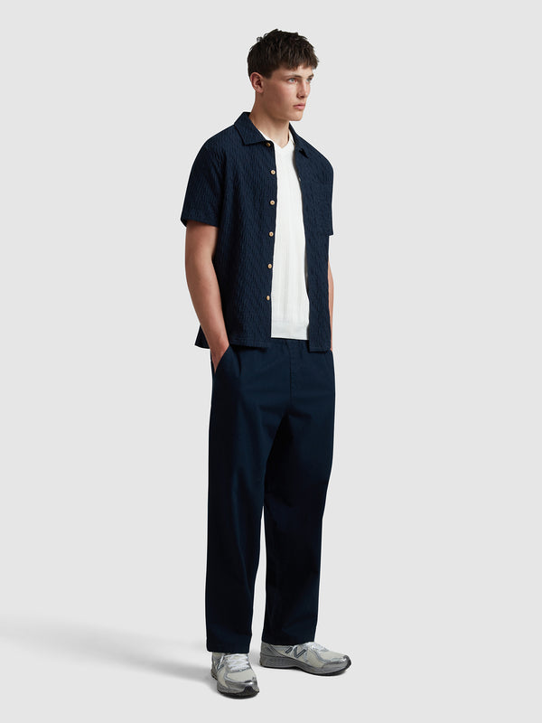 farah Greenport Loose Fit Canvas Trousers In True Navy