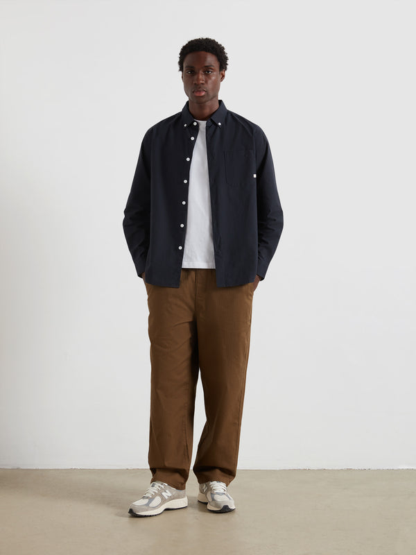 farah Greenport Loose Fit Herringbone Trousers In Clove Brown