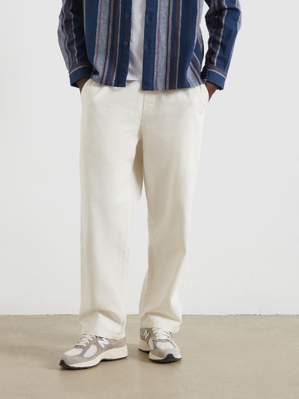 Farah Greenport Loose Fit Herringbone Trousers In Ecru