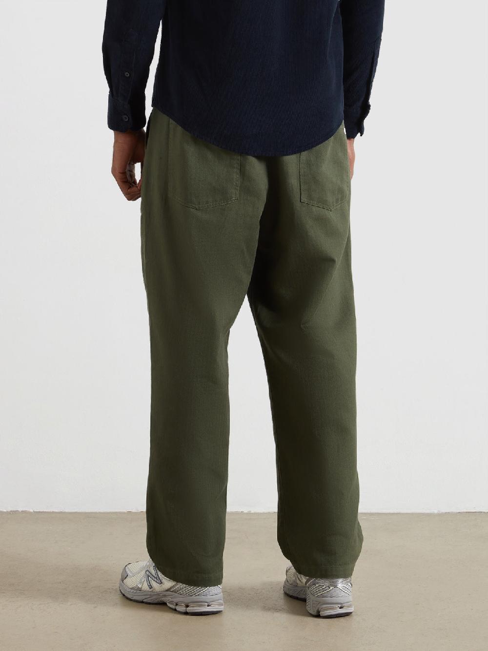 Farah Greenport Loose Fit Herringbone Trousers In Rosemary