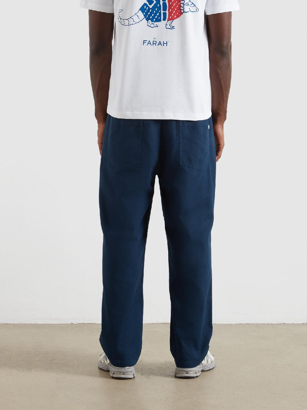 Farah Greenport Loose Fit Herringbone Trousers In Yale