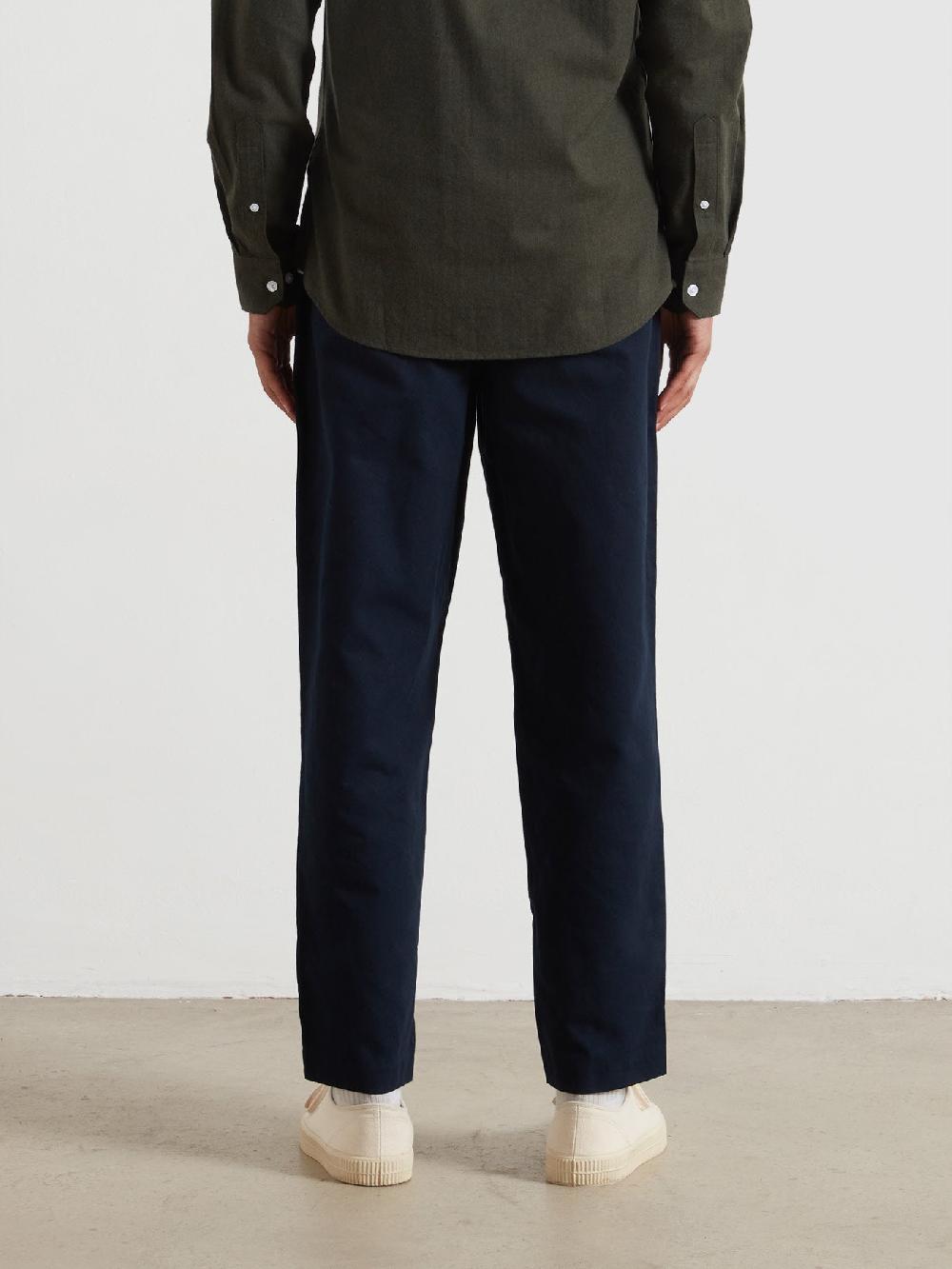 Farah Hawtin Relaxed Tapered Fit Full Length Trousers In True Navy