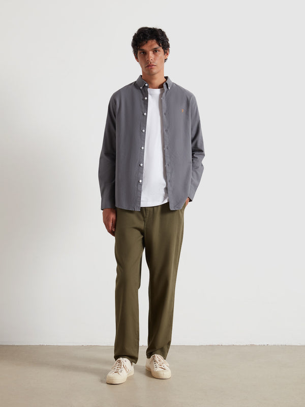 farah Hawtin Relaxed Tapered Fit Full Length Trousers In Olive Green
