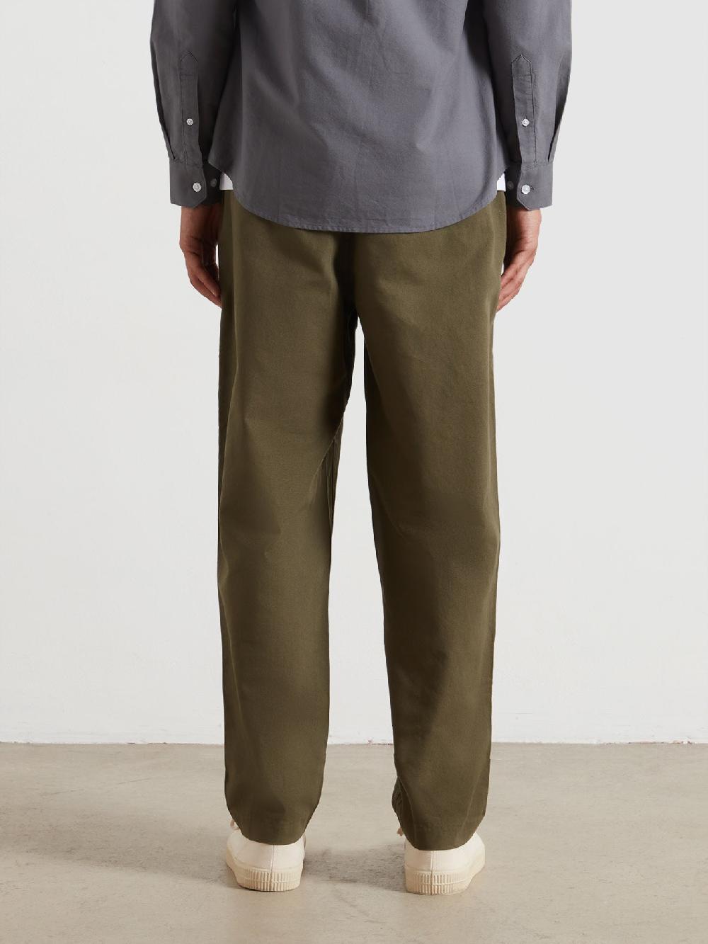 Farah Hawtin Relaxed Tapered Fit Full Length Trousers In Olive Green