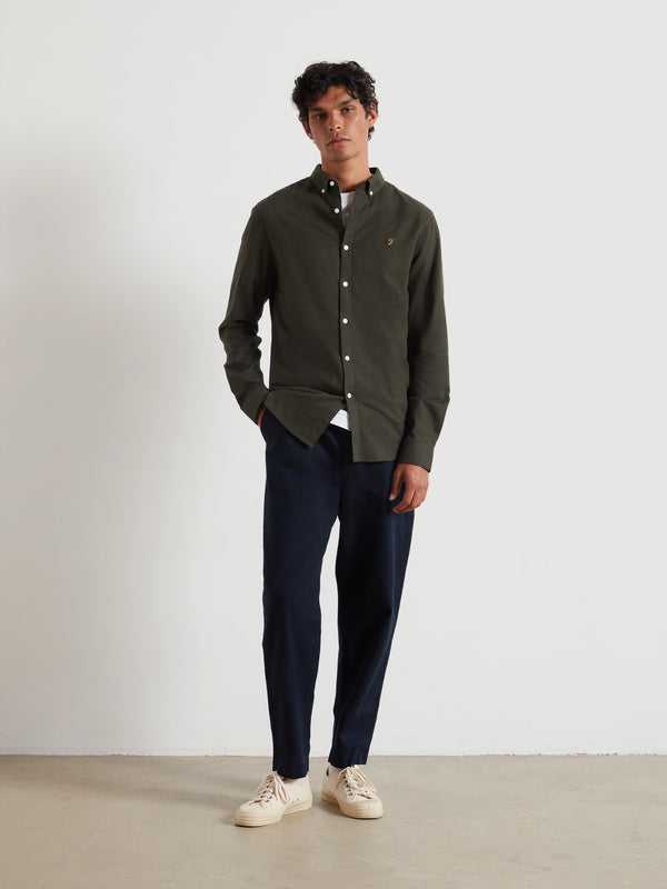 farah Hawtin Relaxed Tapered Fit Full Length Trousers In True Navy