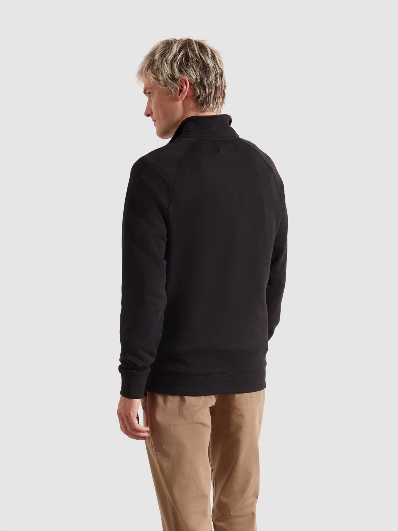 Farah Jim Organic Cotton Quarter Zip Sweatshirt In Black