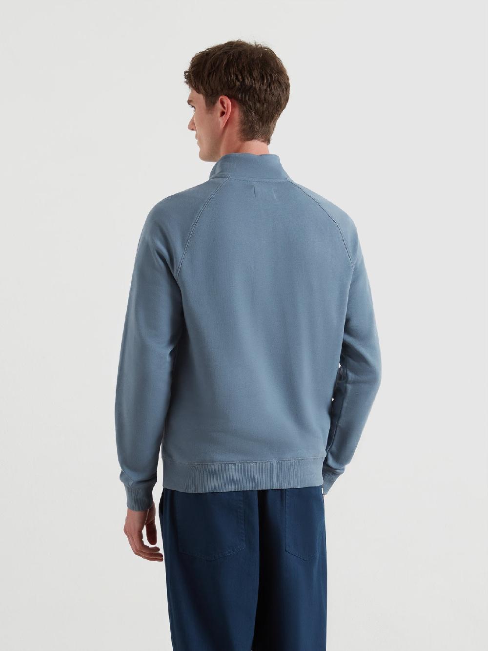 Farah Jim Organic Cotton Quarter Zip Sweatshirt In Chalk Blue