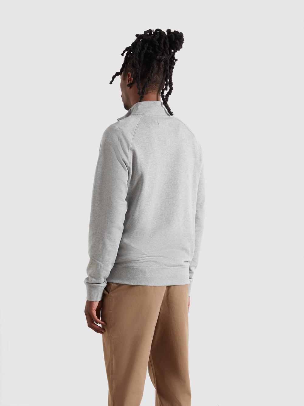 Farah Jim Organic Cotton Quarter Zip Sweatshirt In Light Grey Marl