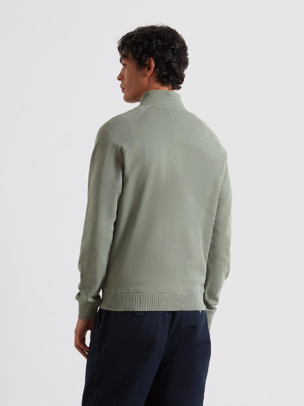 Farah Jim Organic Cotton Quarter Zip Sweatshirt In Tarragon Green