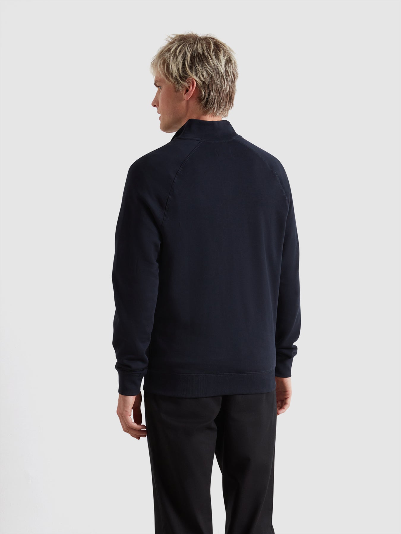 Farah Jim Organic Cotton Quarter Zip Sweatshirt In True Navy