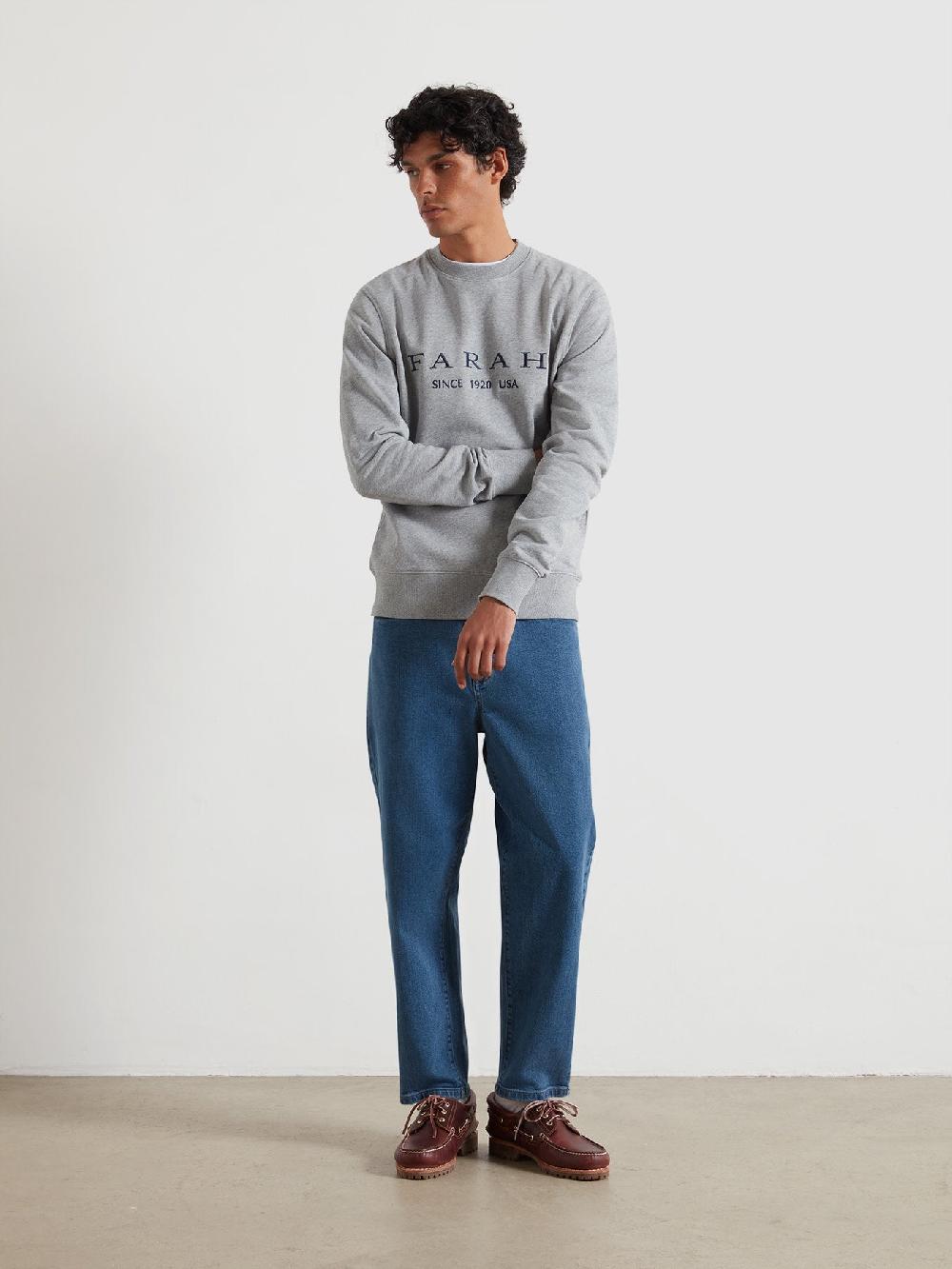 Farah Lynmouth Graphic Sweatshirt In Light Grey Marl