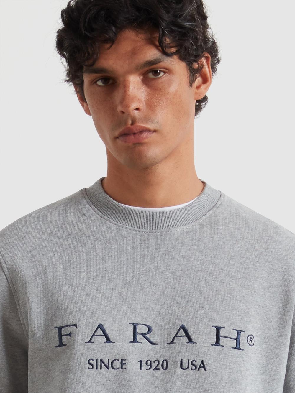 Farah Lynmouth Graphic Sweatshirt In Light Grey Marl