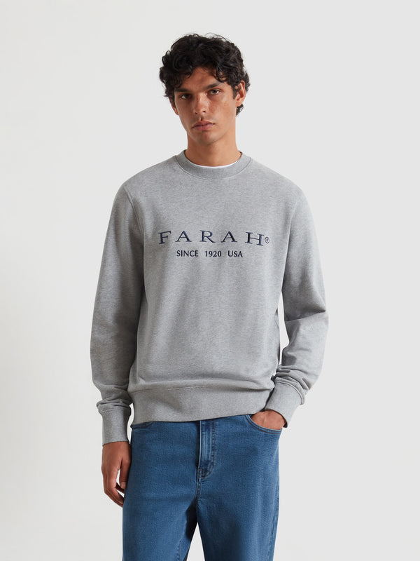 farah Lynmouth Graphic Sweatshirt In Light Grey Marl