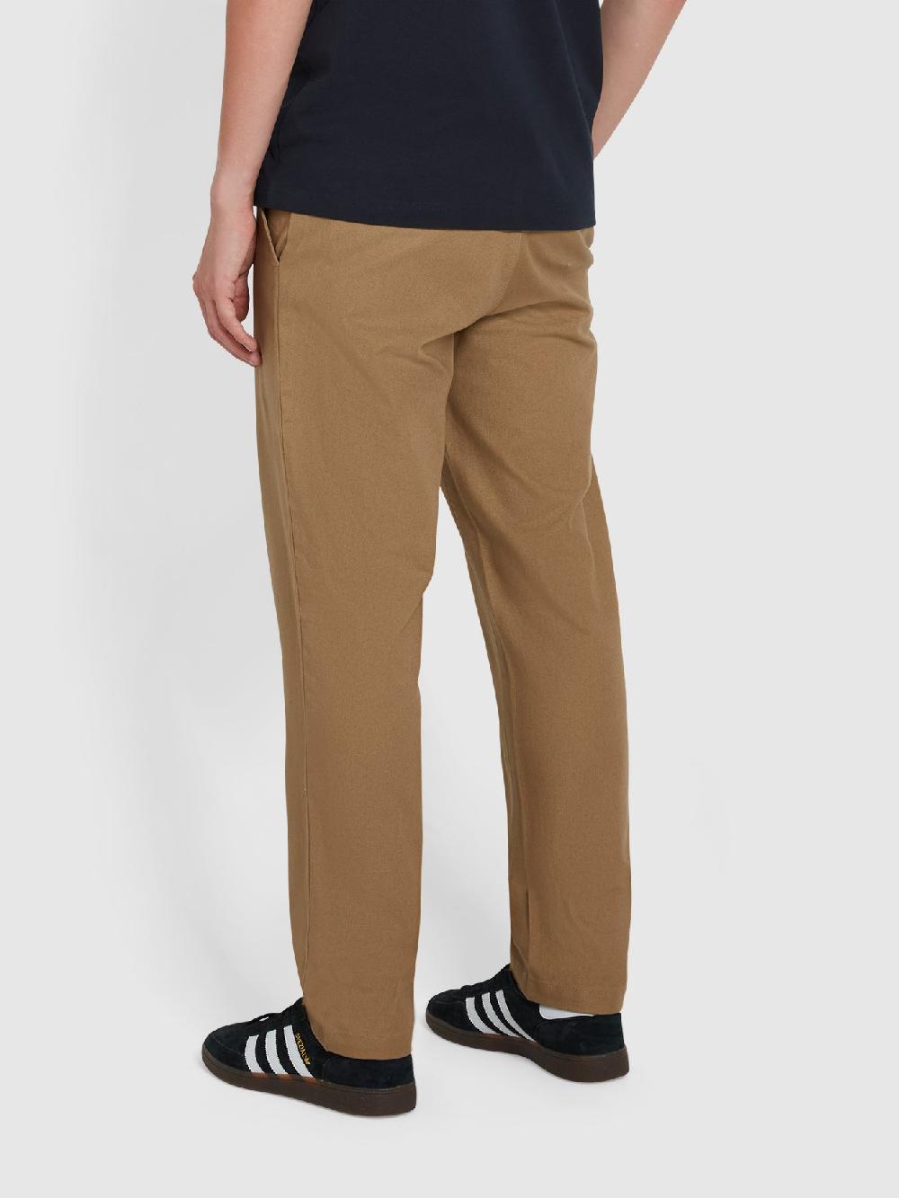 Farah Norwood Regular Fit Cotton Hopsack Trousers In Beige