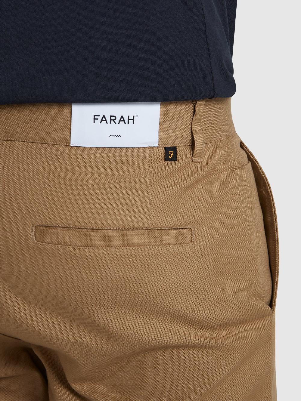 Farah Norwood Regular Fit Cotton Hopsack Trousers In Beige