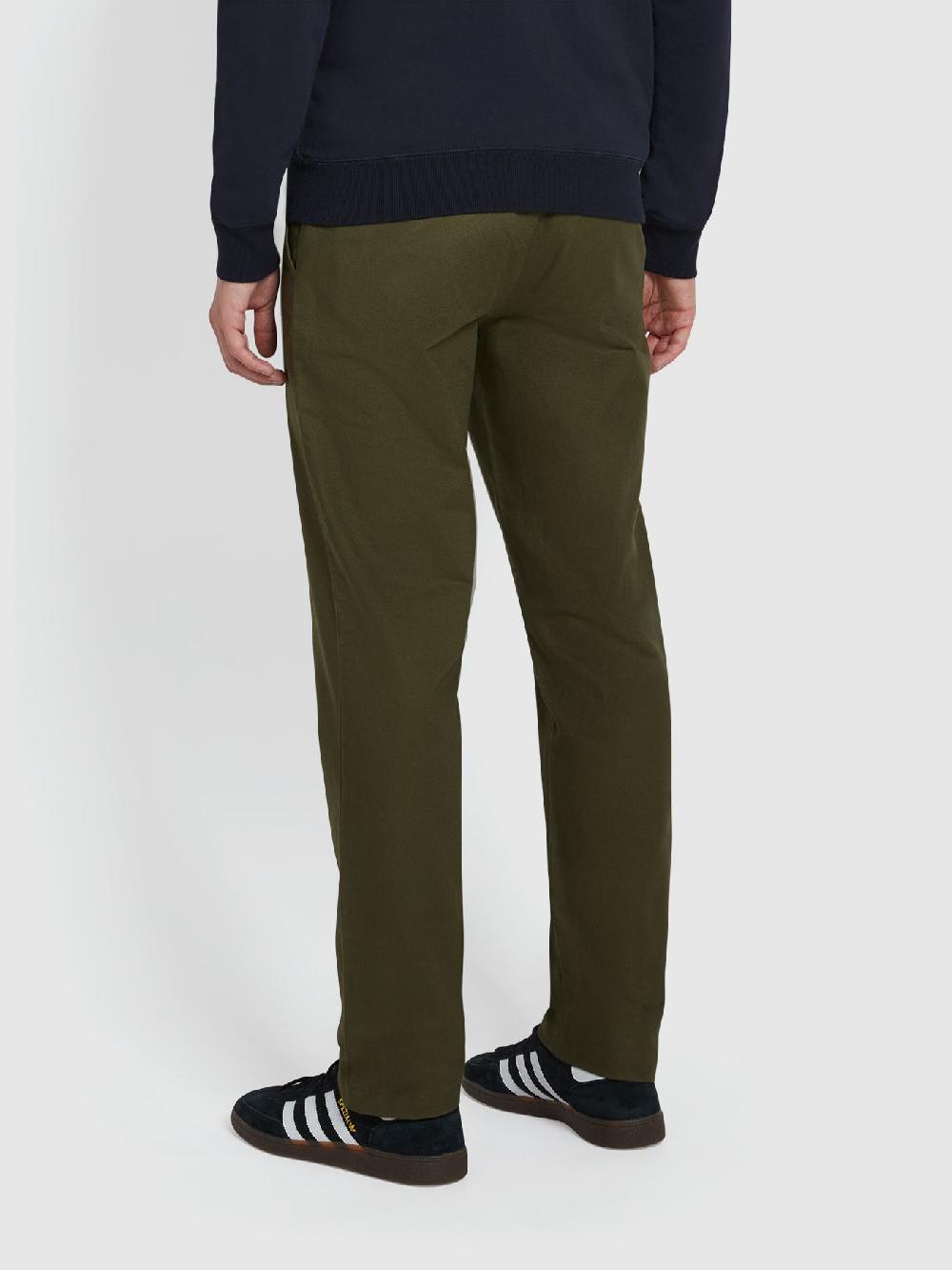 Farah Norwood Regular Fit Cotton Hopsack Trousers In Olive Green