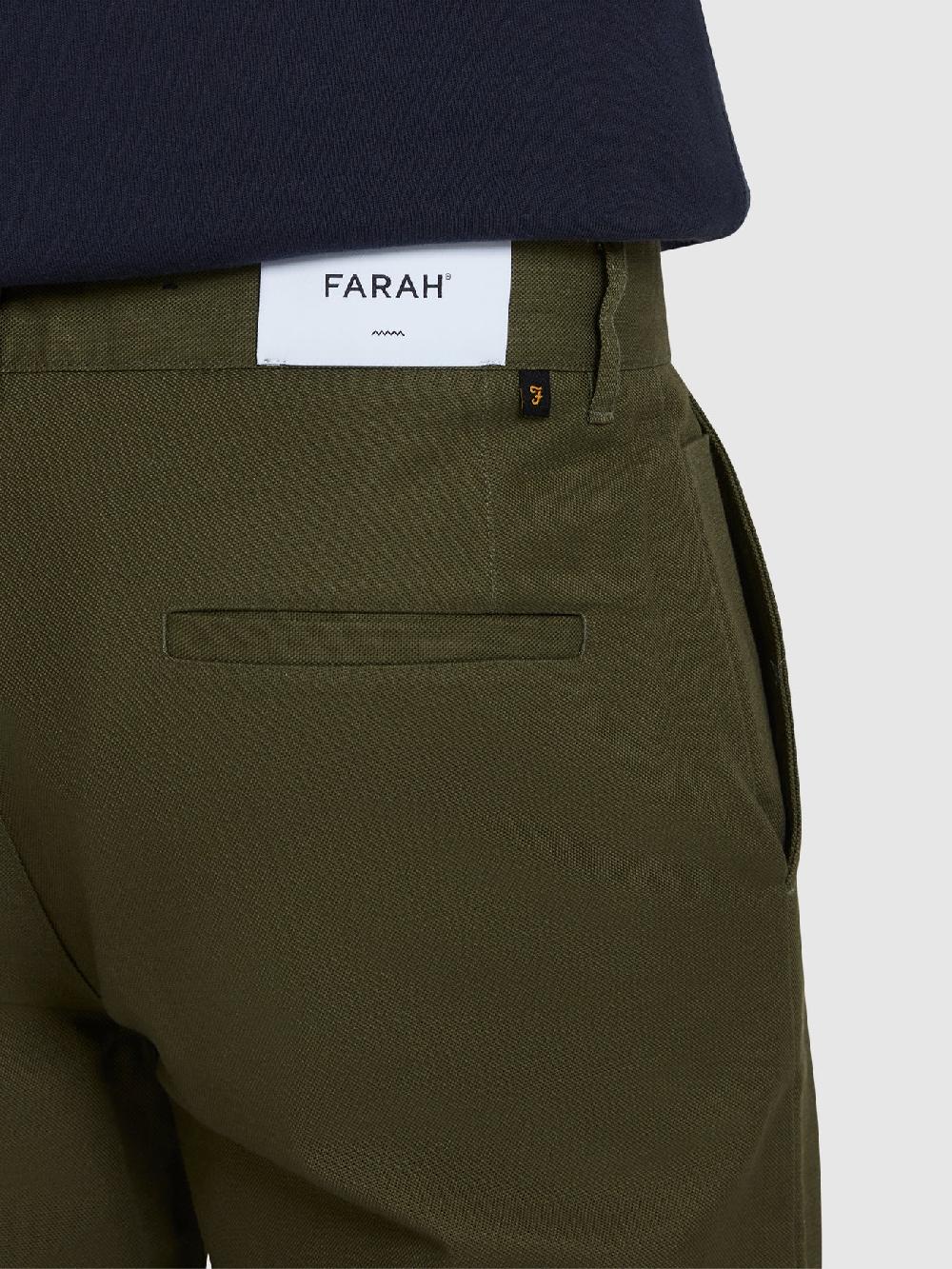 Farah Norwood Regular Fit Cotton Hopsack Trousers In Olive Green
