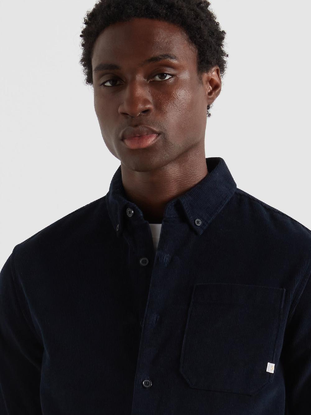 Farah Spencer Casual Fit Corduroy Shirt In True Navy