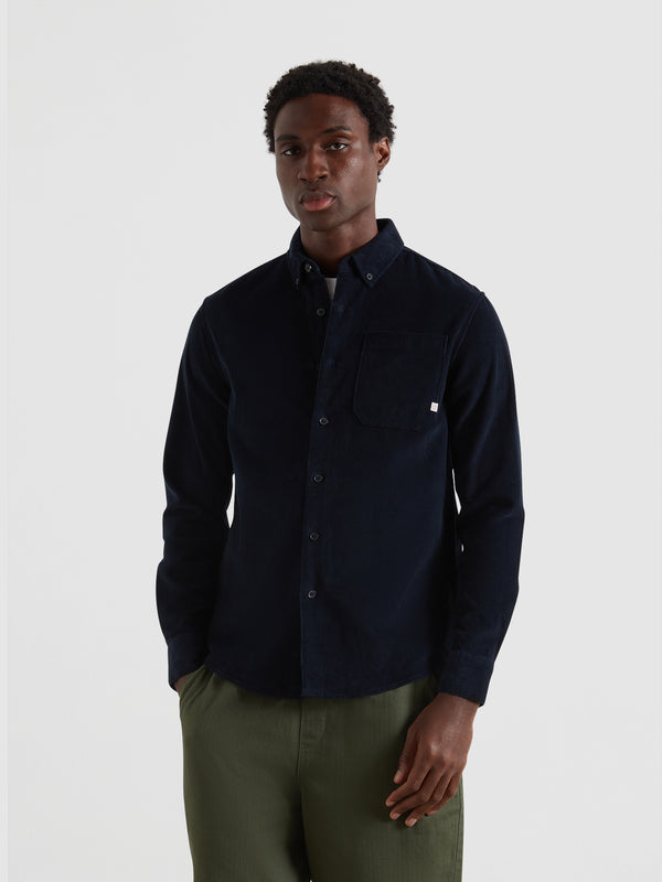 farah Spencer Casual Fit Corduroy Shirt In True Navy