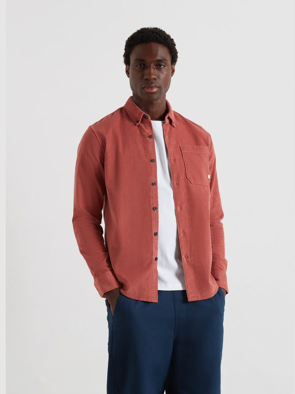 farah Spencer Casual Fit Corduroy Shirt In Varsity Pink