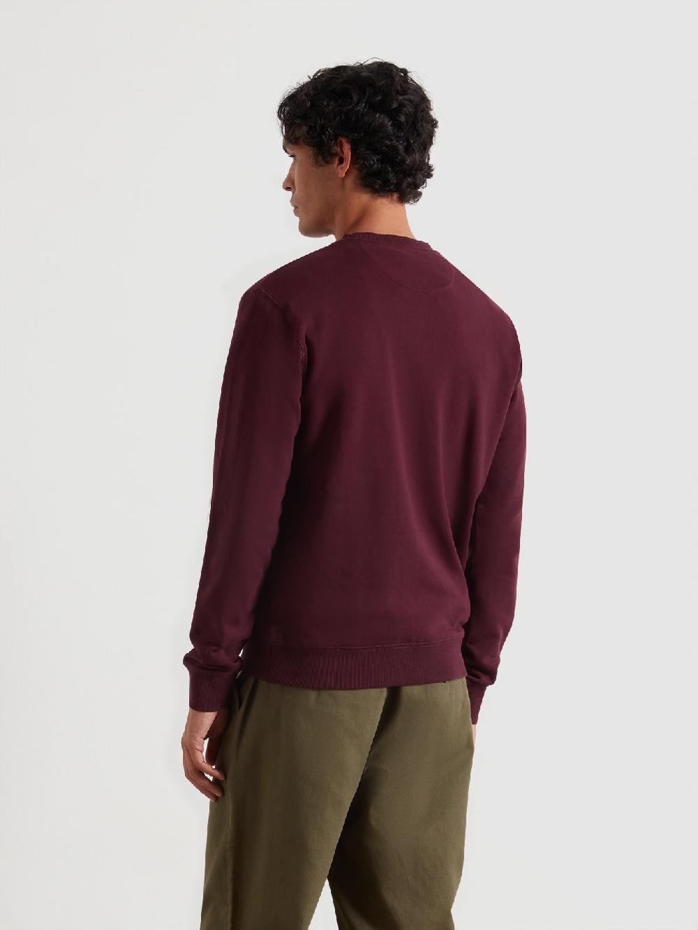 Farah Tim Organic Cotton Crew Neck Sweatshirt In Bordeaux