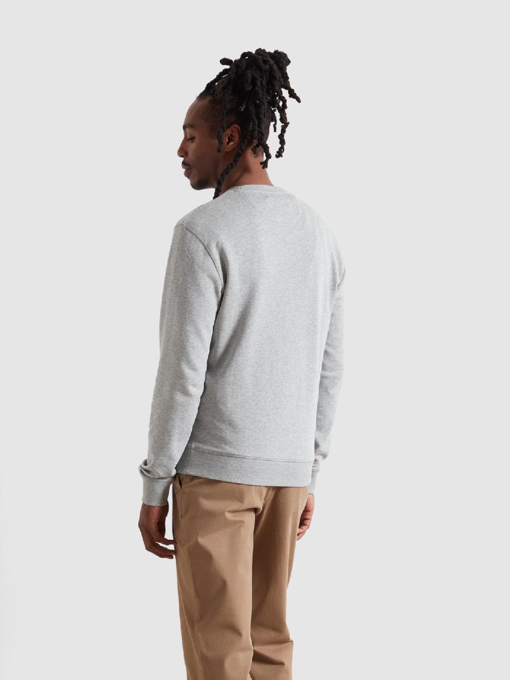 Farah Tim Organic Cotton Crew Neck Sweatshirt In Light Grey Marl