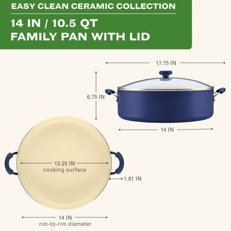 Farberware 14-Inch Ceramic Nonstick Family Pan With Lid
