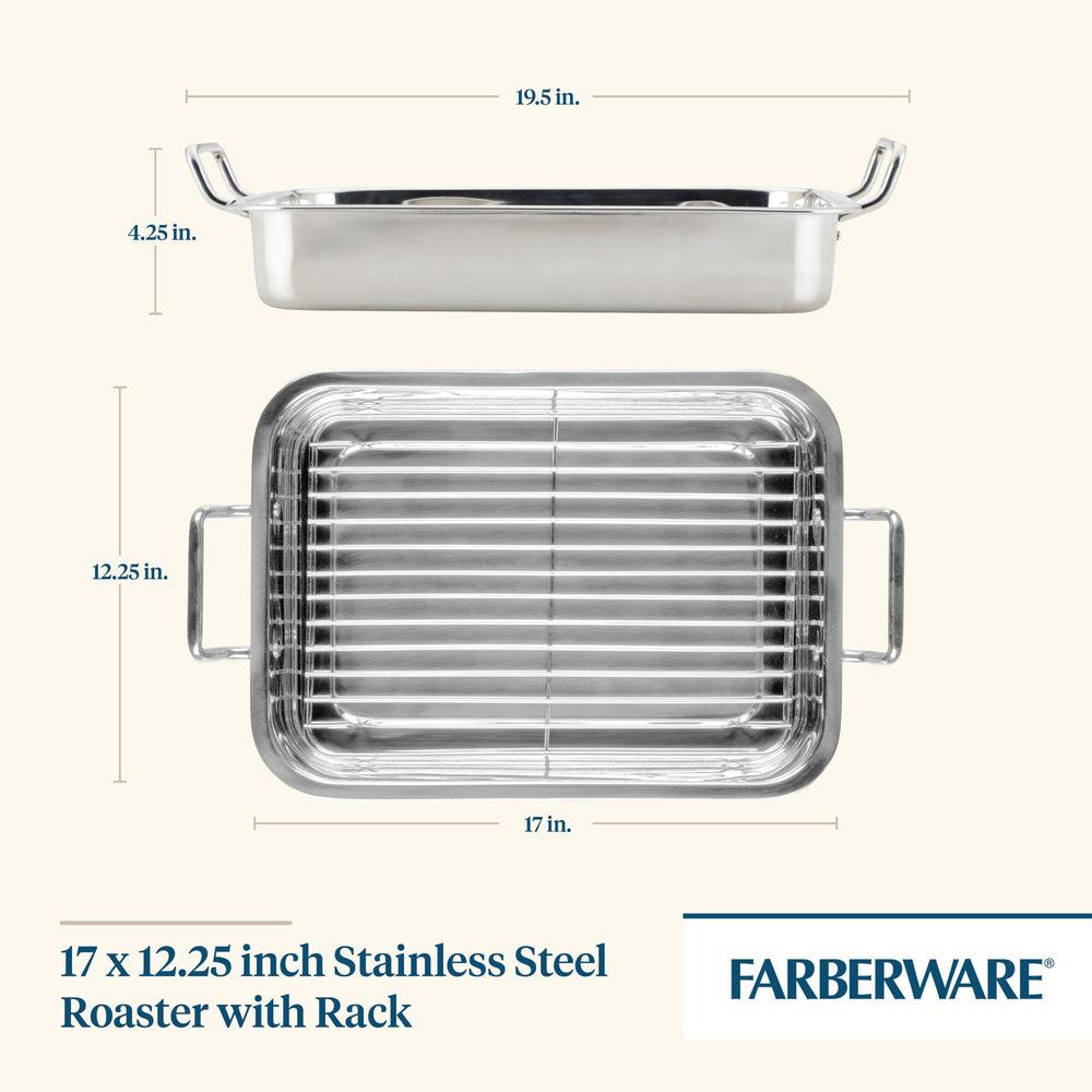Farberware 17" X 12.25" Stainless Steel Roaster With Rack