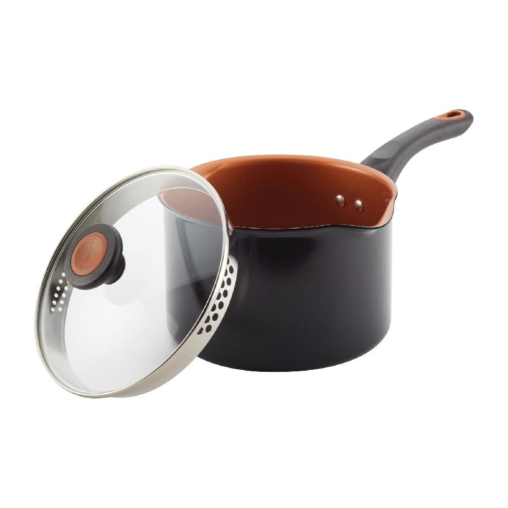 Farberware 3-Quart Copper Ceramic Nonstick Straining Saucepan