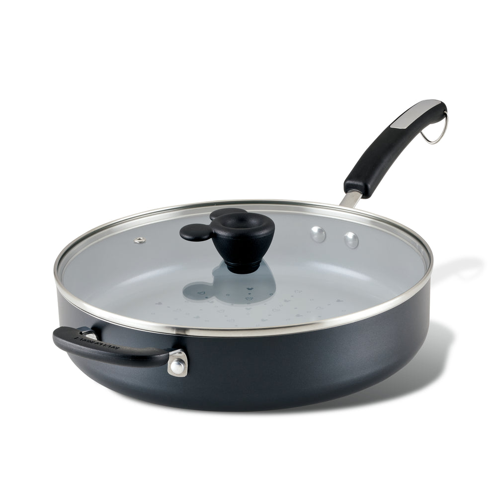 farberware 4.5-Quart Monochrome Ceramic Nonstick Sauté Pan with lid and Helper Handle