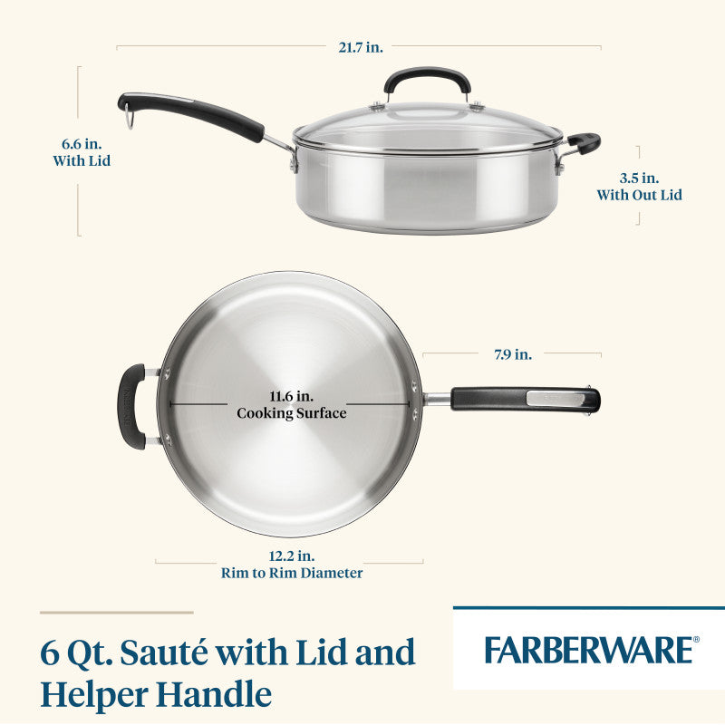 Farberware 6-Quart Saute Pan With Lid And Helper Handle