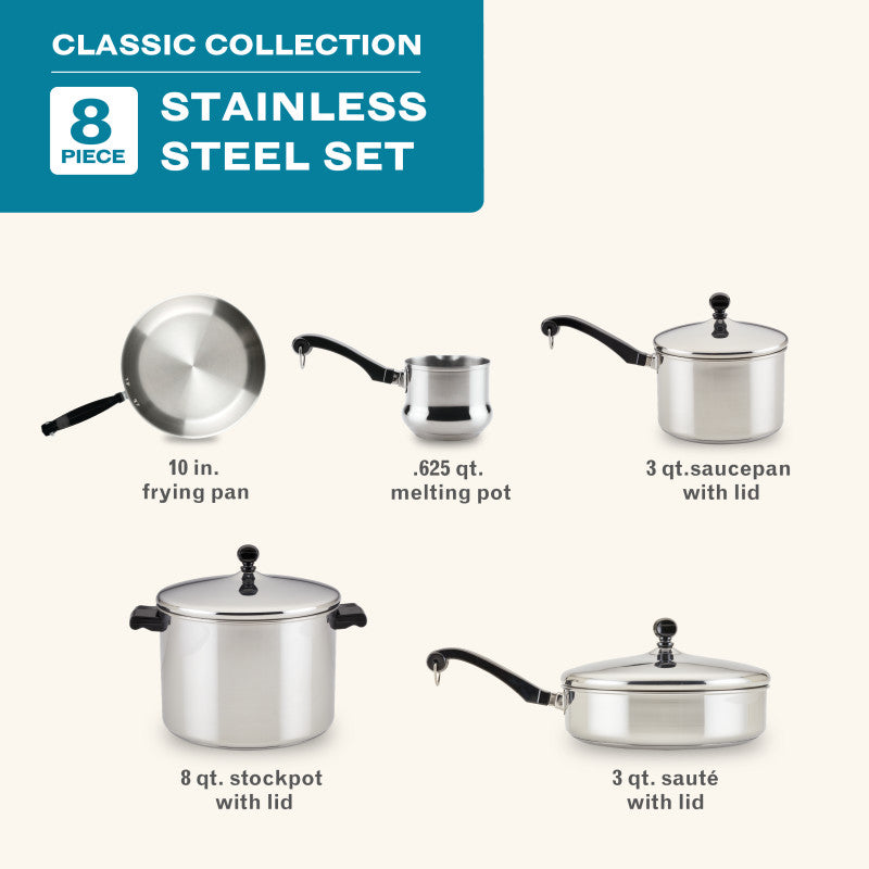 Farberware 8-Piece Stainless Steel Anniversary Edition Cookware Set