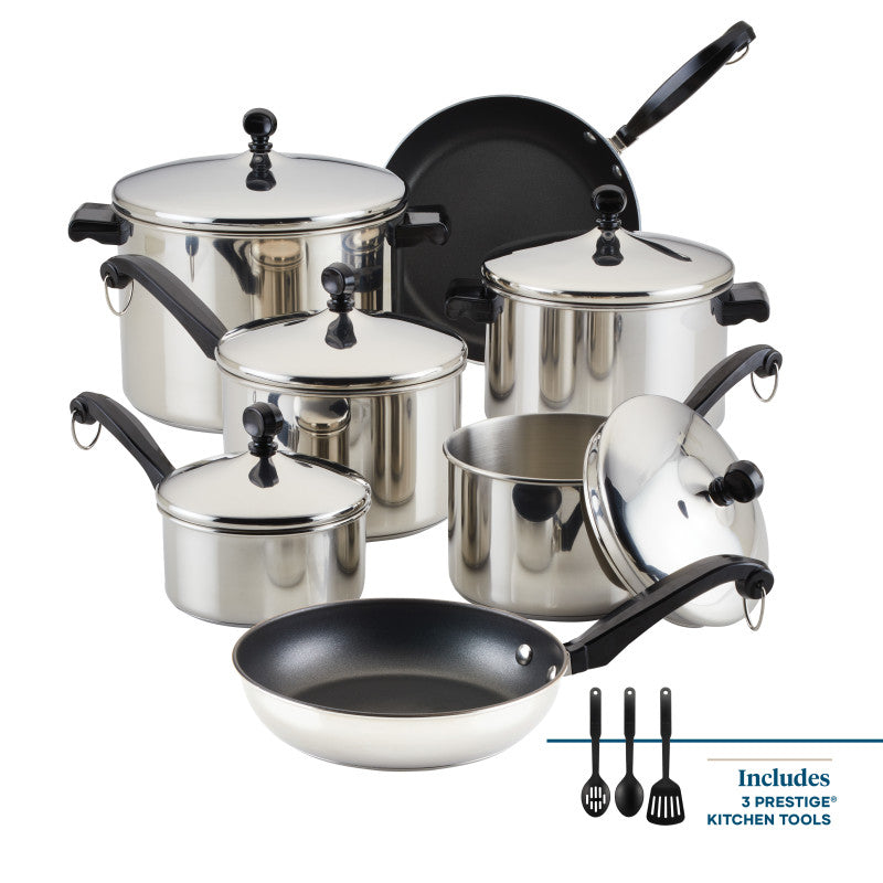 farberware Classic Series Stainless Steel 15-Piece Cookware Set